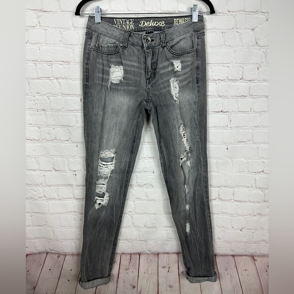 Rewash Jeans Womens Gray Distressed Vintage Reunion Jeans sz 3 26 - Picture 1 of 7